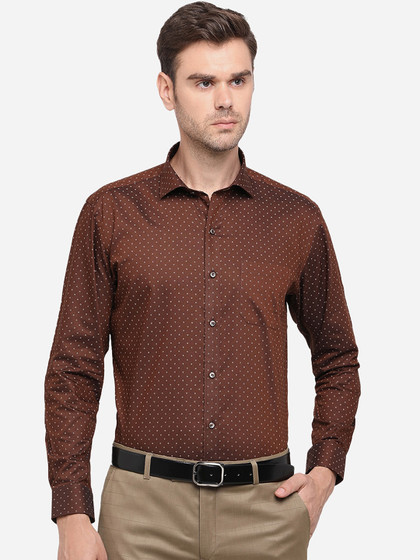Greenfibre Men Brown Slim Fit Printed Casual Shirt