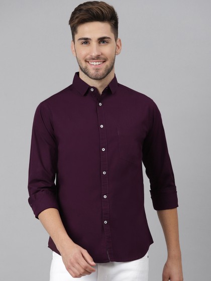 Dennis Lingo Men Purple Slim Fit Casual Shirt