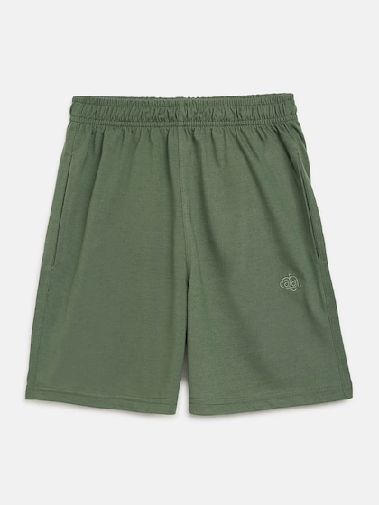 CHIMPRALA Boys Green Solid Regular Fit Regular Shorts