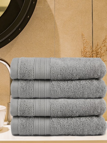Trident Grey 500 GSM Set of 4 Cotton Bath Towel