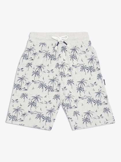 Lil Tomatoes Boys Grey Printed Mid-Rise Bermuda Shorts