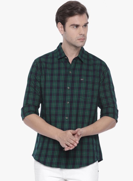 The Indian Garage Co Green Slim Fit Checked Casual Shirt The Indian Garage Co Shirts