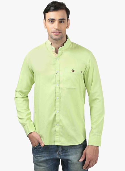 Crimsoune Club Green Solid Slim Fit Casual Shirt Crimsoune Club Shirts