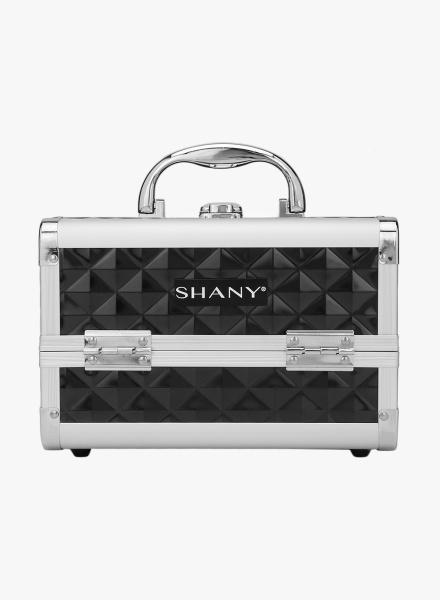 Mini Makeup Train Case With Mirror In Black And Silver Frame Image
