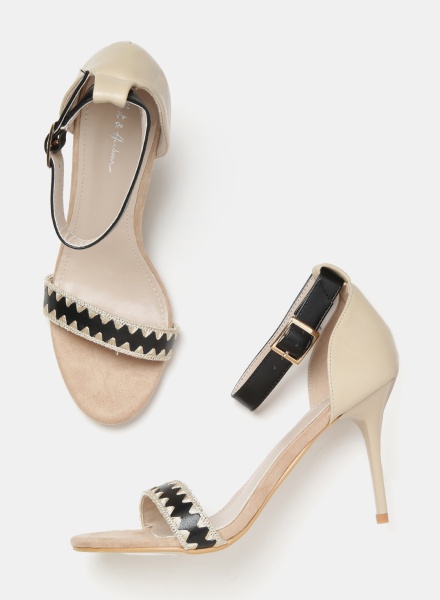 Beige Woven Design Pumps