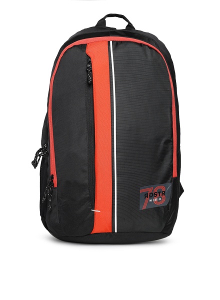 Unisex Black Colourblocked Backpack