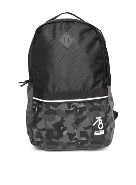Black & Charcoal Grey Geometric Backpack