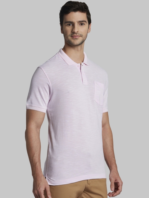 

Parx Men Pink Solid Polo Collar T-shirt
