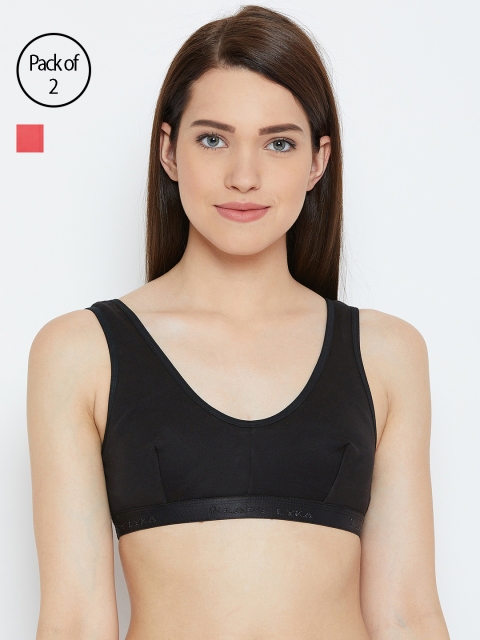 

Lady Lyka Women Pack of 2 Beginners Bras TEENAGER-BLK-RED, Black