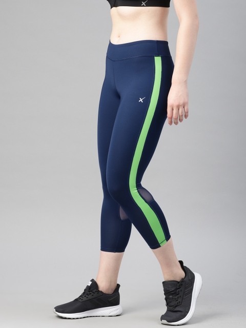 

HRX by Hrithik Roshan Women Blue Solid Three-Fourth Rapid-Dry Tights