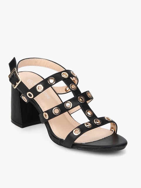 

Shoe Couture Women Black & Gold-Toned Embellished Heels