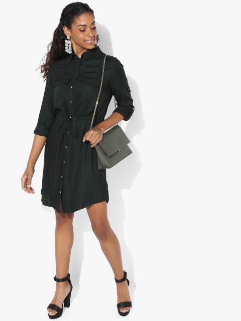 

DOROTHY PERKINS Women Olive Green Solid Shirt Dress