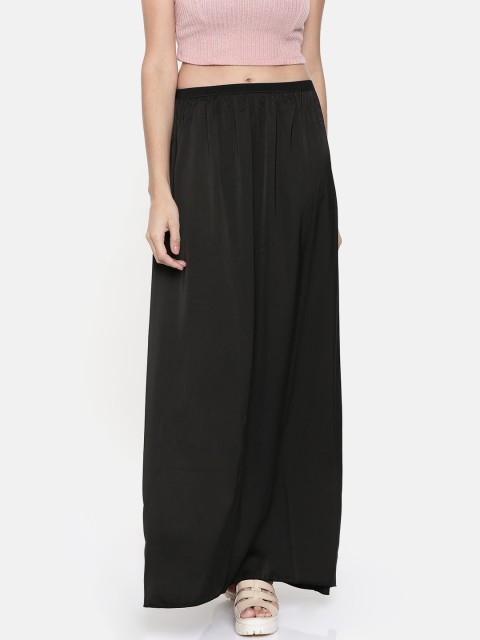 

Lara Karen Women Black Solid Maxi Satin Skirt