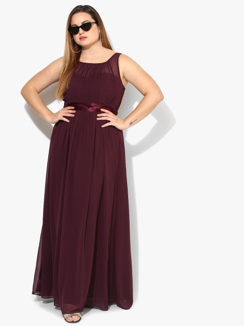 

Burgundy Coloured Solid Maxi Dress