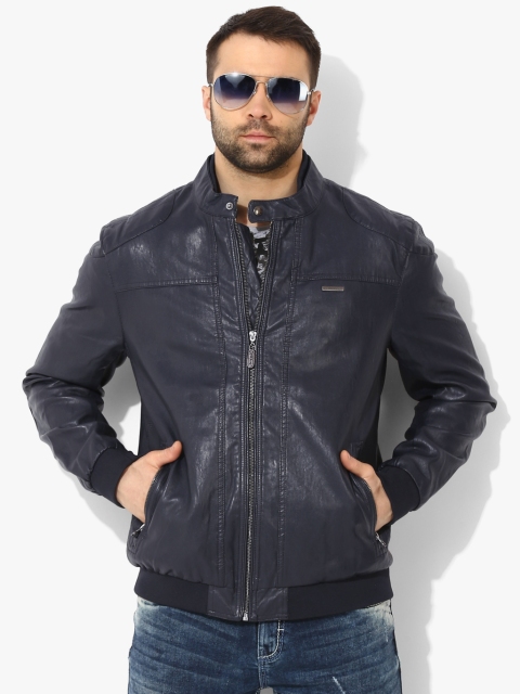 

U.S. Polo Assn. Men Navy Blue Solid Bomber Jacket