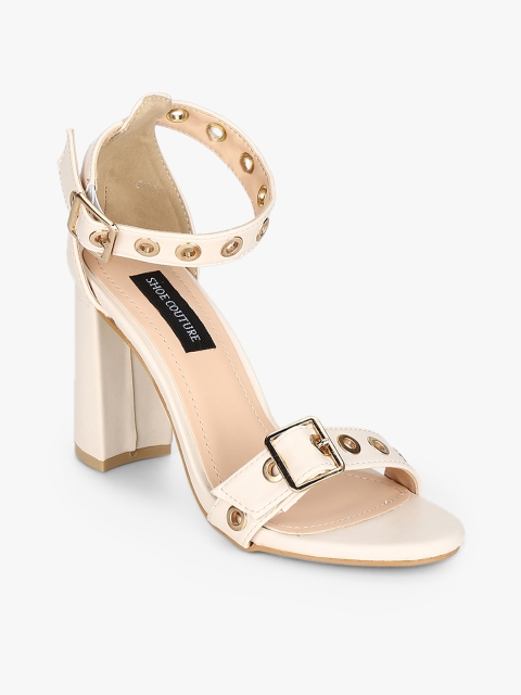 

Shoe Couture Women Beige Solid Heels with rivet detail