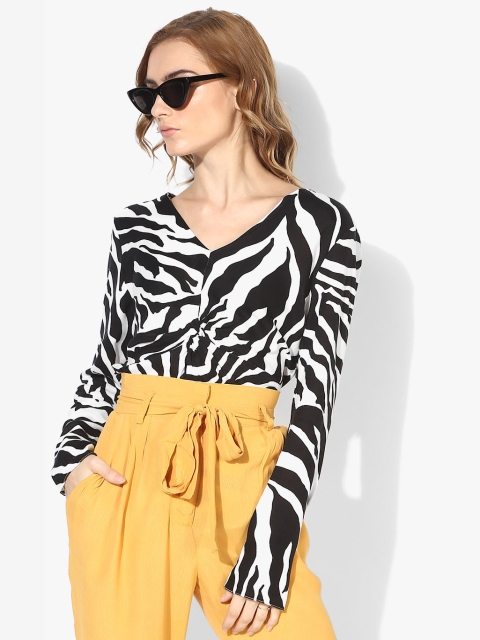 

DOROTHY PERKINS Women Black & White Animal Printed Top