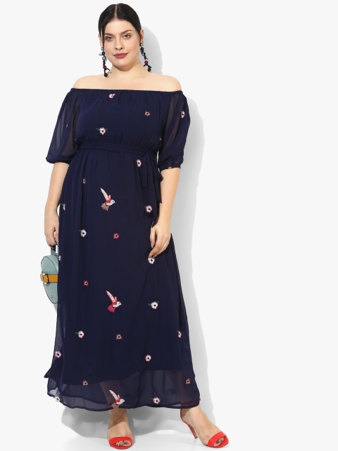 

DOROTHY PERKINS Women Navy Blue Floral Self-Design Maxi Dress