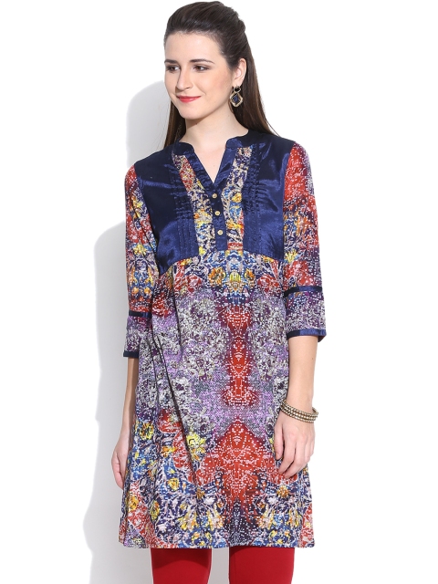 

Rain & Rainbow Multicoloured Printed A-Line Kurta, Multi