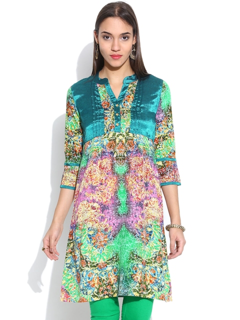 

Rain & Rainbow Multicoloured Printed A-Line Kurta, Multi