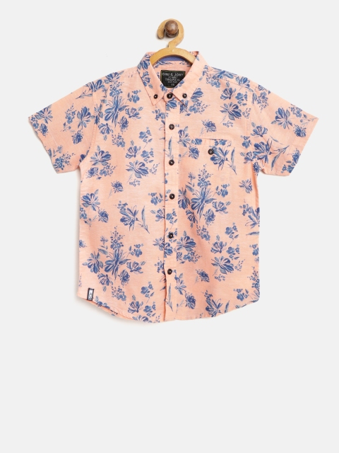 

Gini and Jony Boys Peach-Coloured & Blue Floral Print Casual Shirt