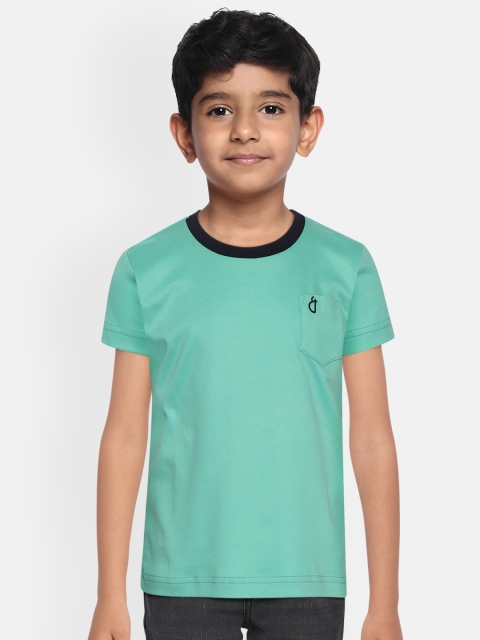 

Gini and Jony Boys Sea Green Solid Pure Cotton Round Neck T-shirt