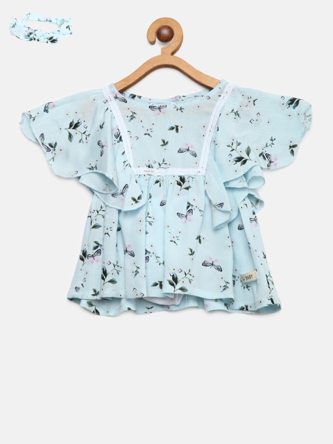 

Gini and Jony Girls Blue & Green Printed A-Line Dress