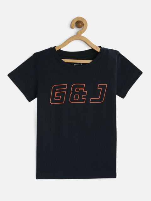 

Gini and Jony Boys Navy Blue Printed Round Neck T-shirt