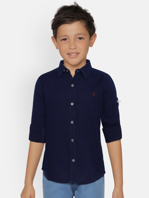 

Gini and Jony Boys Blue Regular Fit Solid Casual Shirt