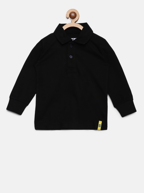 

Gini and Jony Boys Black Solid Polo Collar T-shirt