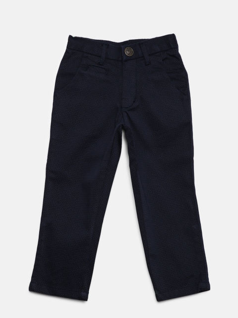 

Gini and Jony Boys Navy Blue & White Regular Fit Printed Trousers