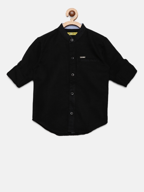 

Gini and Jony Boys Black Regular Fit Solid Casual Shirt