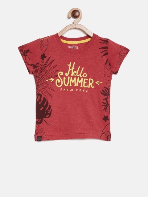 

Palm Tree Boys Rust Red Printed Round Neck T-shirt