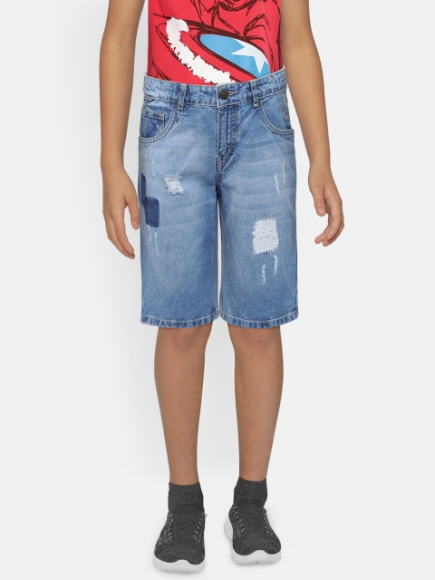 

Gini and Jony Boys Blue Solid Regular Fit Distressed Denim Shorts