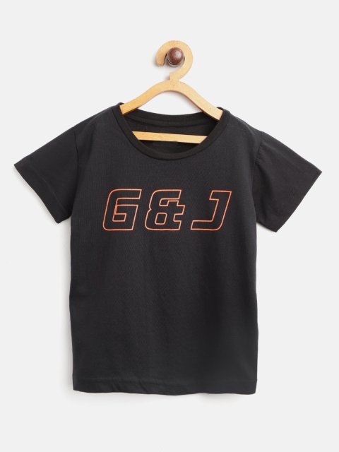 

Gini and Jony Boys Black & Orange Printed Round Neck T-shirt