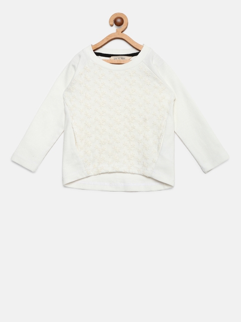 

Gini and Jony Girls White Self Design Sweatshirt