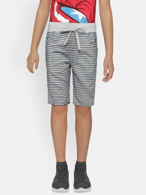 

Gini and Jony Boys Navy Blue & Off-White Striped Regular Fit Chambray Shorts