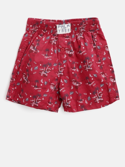 

Palm Tree Boys Maroon & Navy Blue Printed Boxers 131360691220 C458, Red