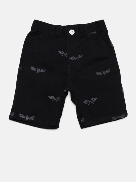 

Gini and Jony Boys Black & Grey Embroidered Regular Fit Shorts