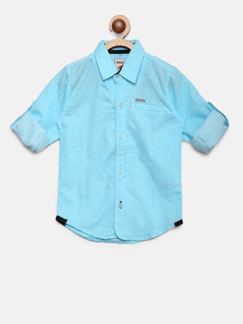

Gini and Jony Boys Blue Regular Fit Solid Casual Shirt