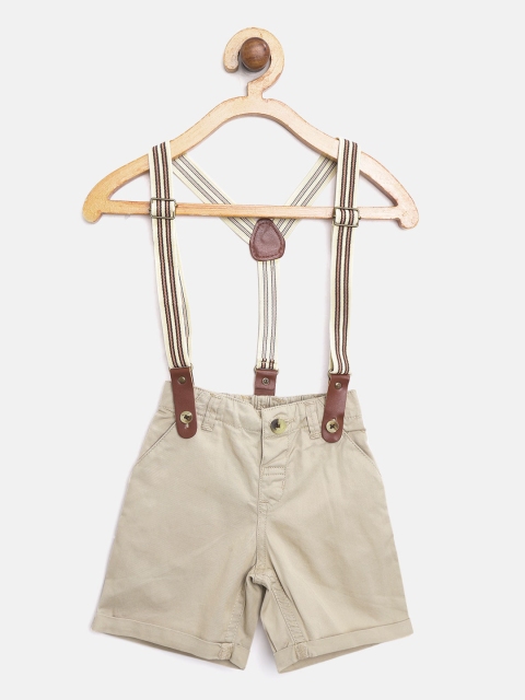 

Gini and Jony Boys Beige Solid Regular Fit Shorts with Suspenders