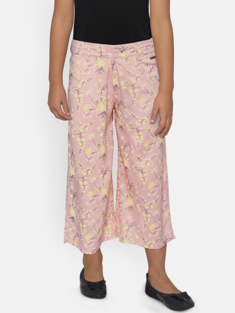 

Palm Tree Girls Peach-Coloured & Yellow Regular Fit Printed Culottes