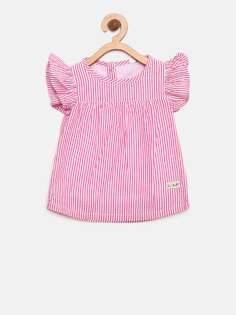 

Gini and Jony Girls Pink & White Striped A-Line Dress