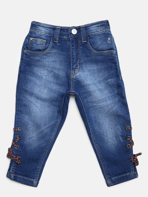 

Gini and Jony Girls Blue Regular Fit Mid-Rise Low Distress Stretchable Jeans