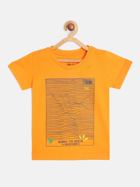 

Palm Tree Boys Orange Navy Blue Striped Pure Cotton T-shirt