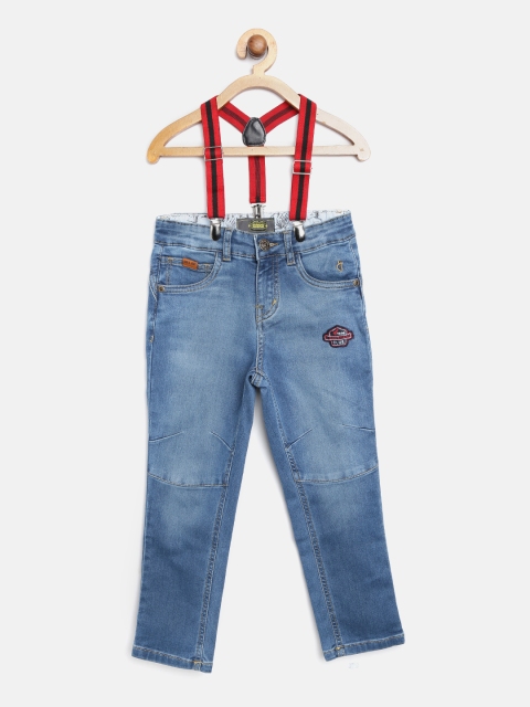 

Gini and Jony Boys Blue Regular Fit Mid-Rise Clean Look Stretchable Jeans with Suspenders