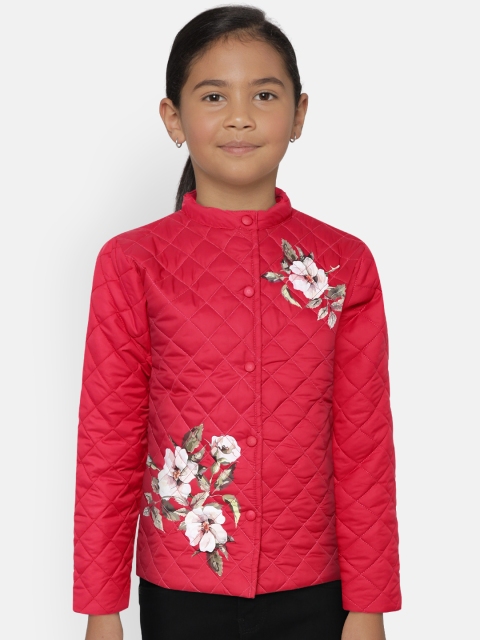 

Palm Tree Girls Pink Printed Quilted Jacket