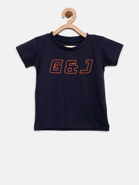 

Gini and Jony Boys Navy Blue Printed Round Neck T-shirt