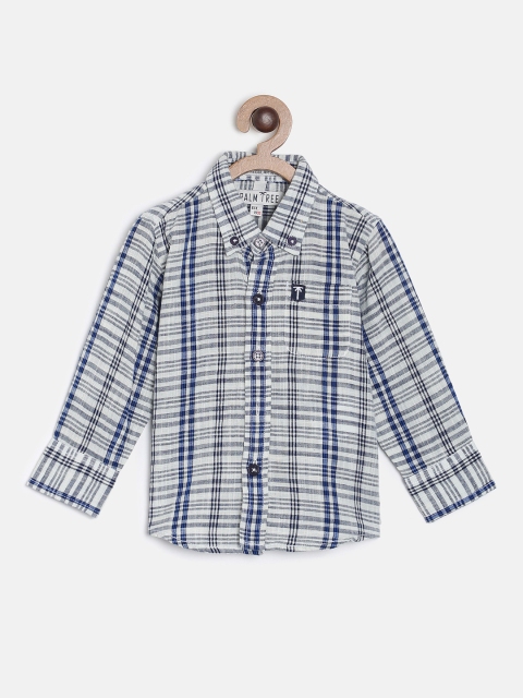 

Gini and Jony By Palm Tree Boys Blue & White Regular Fit Checked Casual Shirt