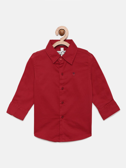 

Gini and Jony Boys Maroon Regular Fit Solid Casual Shirt